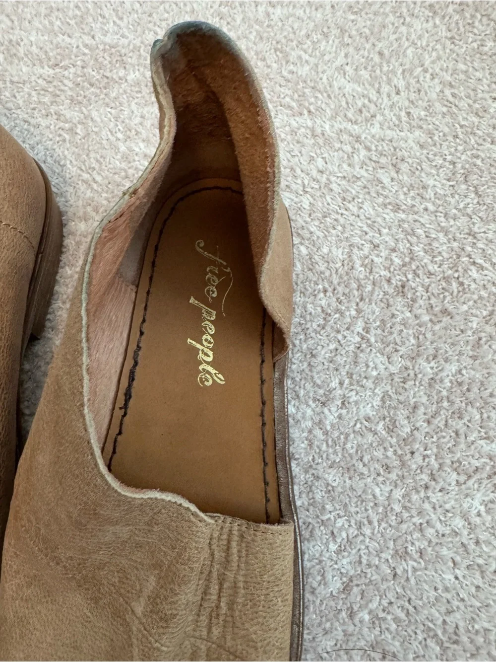 Free People Mont Blanc Asymmetrical Tan Leather Sandals Flat D'Orsay